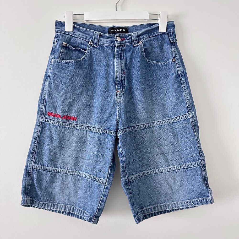 Y2K Sean John blue cotton denim shorts boys size 18.